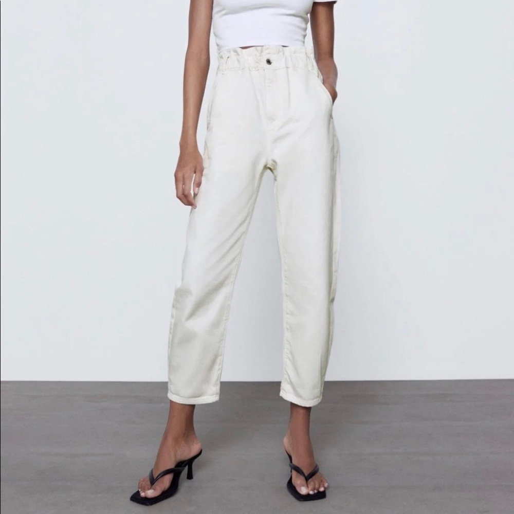 Zara paperbag baggy jeans - ecru
